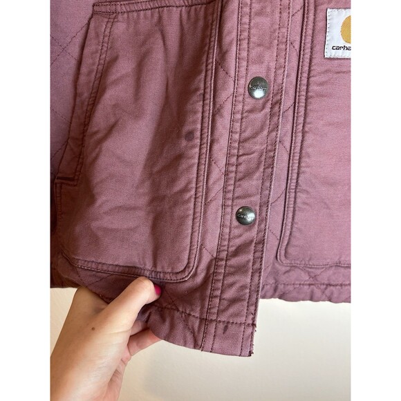 Carhartt Rugged Flex Jacket xs Women Quilted Purple Canvas Work Chore - Picture 2 of 4